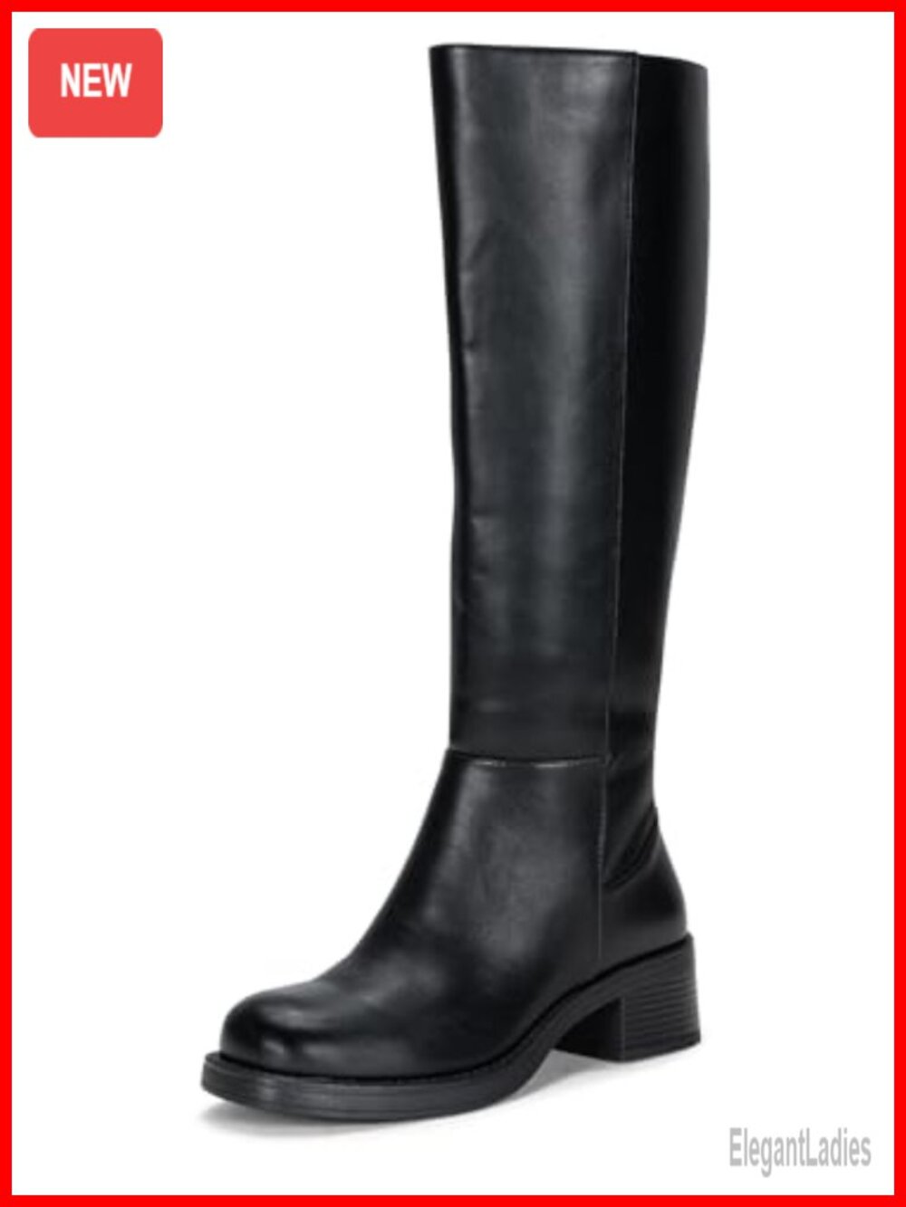 Vepose Women's Platform Knee High Boots Square Toe Tall Riding Boots Faux